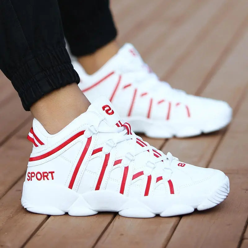 Large Size PU Leather Men's Running Shoes Men's White Sports Shoes Women Sport Shoes for Men Sneakers Red Basket Walk GME-0105