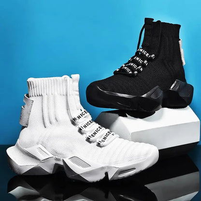 Plus Size High Top Massive Sports Sock Boot Men Sock Sneakers Men's Running Sport Shoes White Sports Shoes Men Knit Gym GME-1560