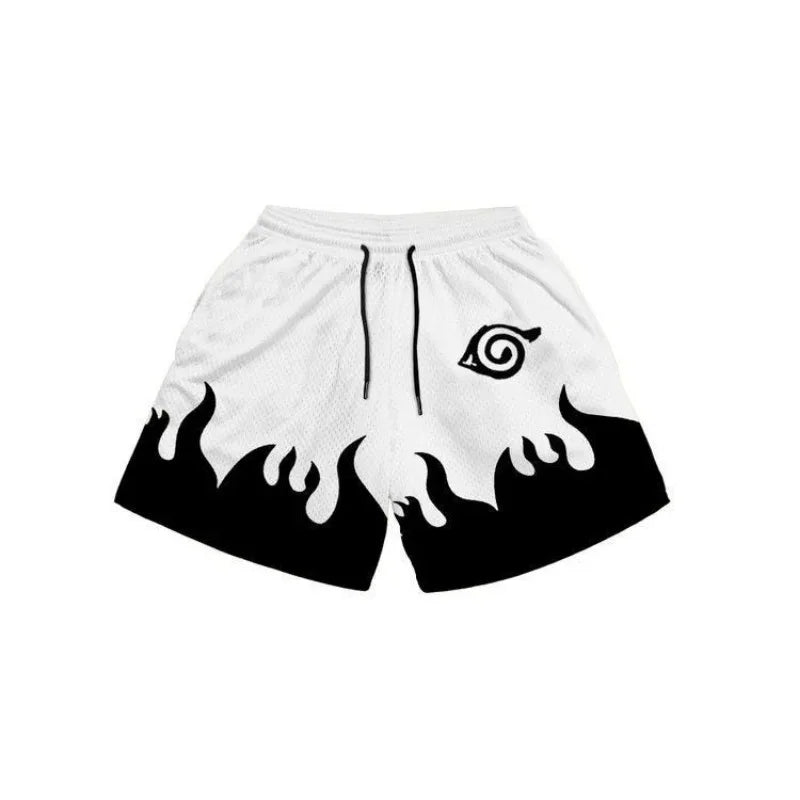 Hot Anime Naruto Workout Gym Shorts for Men Quick Dry Breathable Casual Athletic Shorts with Pockets 5 Inch Summer Running Short