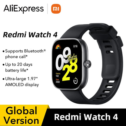 In Stock Global Version Redmi Watch 4 Smart Watch Ultra Large 1.97'' AMOLED Display 20 Days Battery Life Support 5-system GNSS