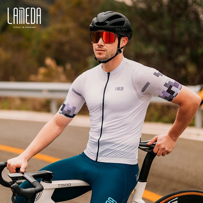 LAMEDA New Cycling Jersey Workout Short Sleeves For Men Summer Quick Dry Top T-shirt MTB Road Bike Clothing Bicycle Apparel