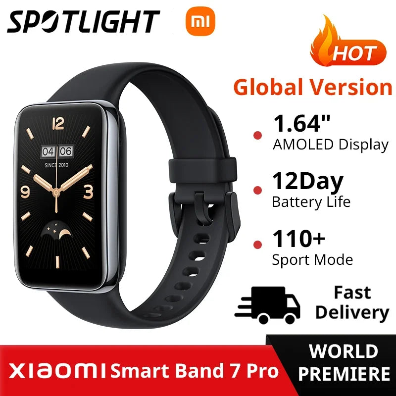 Global Version Xiaomi Band 7 Pro 1.64'' AMOLED 2.5D Curved Display Built in GPS Blood Oxygen Always On Watch Face Smart Band