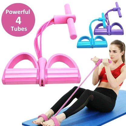 Resistance Bands Elastic Fitness Bands For Sports Exercises At Home Multifunctional  Portable 4 Tube Elastic Pedal Puller