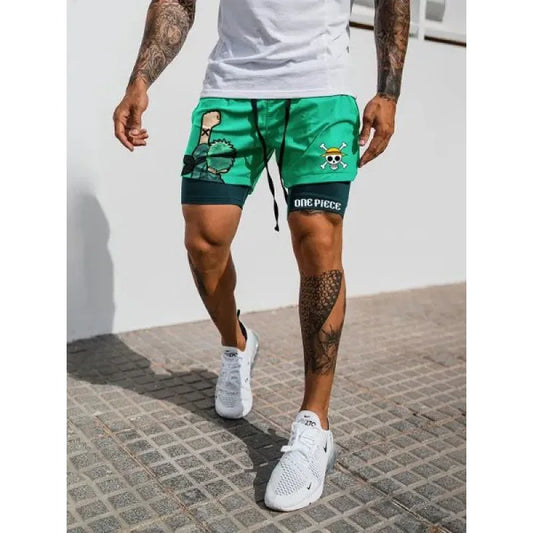 New One Piece Anime Gym Shorts Men Women Summer Print Luffy Doflamingo Fitness Running Workout Mesh Quick Dry Sports Shorts Gift