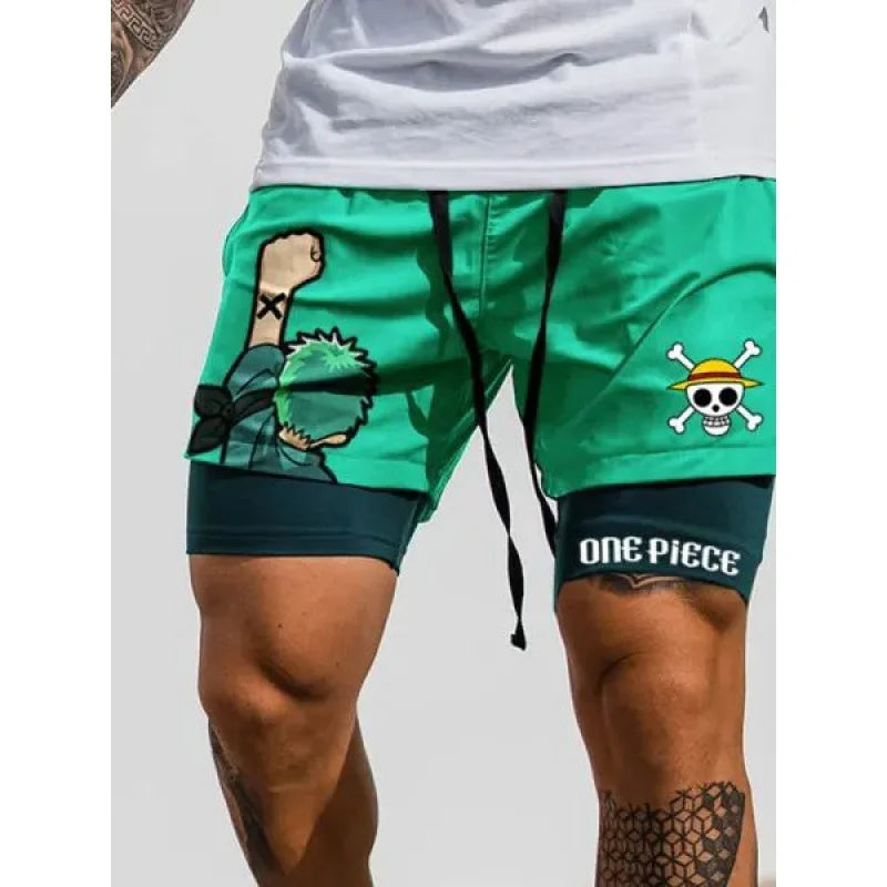 New One Piece Anime Gym Shorts Men Women Summer Print Luffy Doflamingo Fitness Running Workout Mesh Quick Dry Sports Shorts Gift