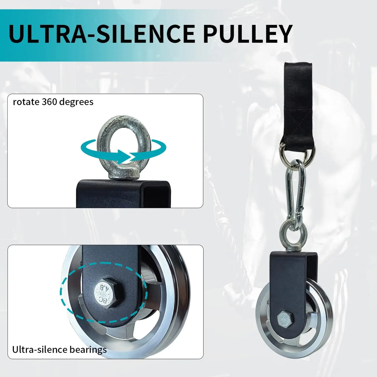 Heavy Duty Pulleys Lightweight Aluminum Silence Detachable 360 Rotation for Pulley System DIY Fitness Equipment Accessories