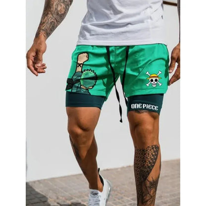 New One Piece Anime Gym Shorts Men Women Summer Print Luffy Doflamingo Fitness Running Workout Mesh Quick Dry Sports Shorts Gift