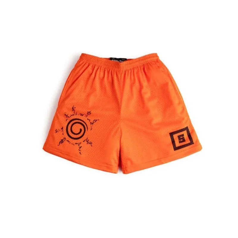 Hot Anime Naruto Workout Gym Shorts for Men Quick Dry Breathable Casual Athletic Shorts with Pockets 5 Inch Summer Running Short