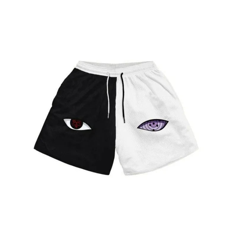 Hot Anime Naruto Workout Gym Shorts for Men Quick Dry Breathable Casual Athletic Shorts with Pockets 5 Inch Summer Running Short