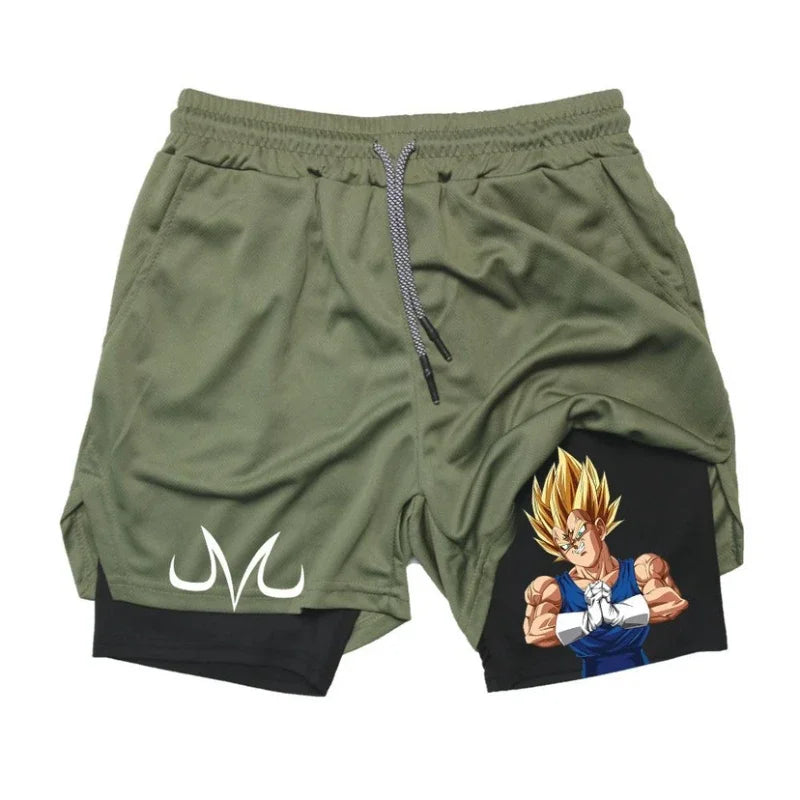 Cosplay Dragon Ball Son Goku Sport Shorts Anime Men 2 in1 Double Layer Fitness Jogging Workout Running Pants Beach Shorts new